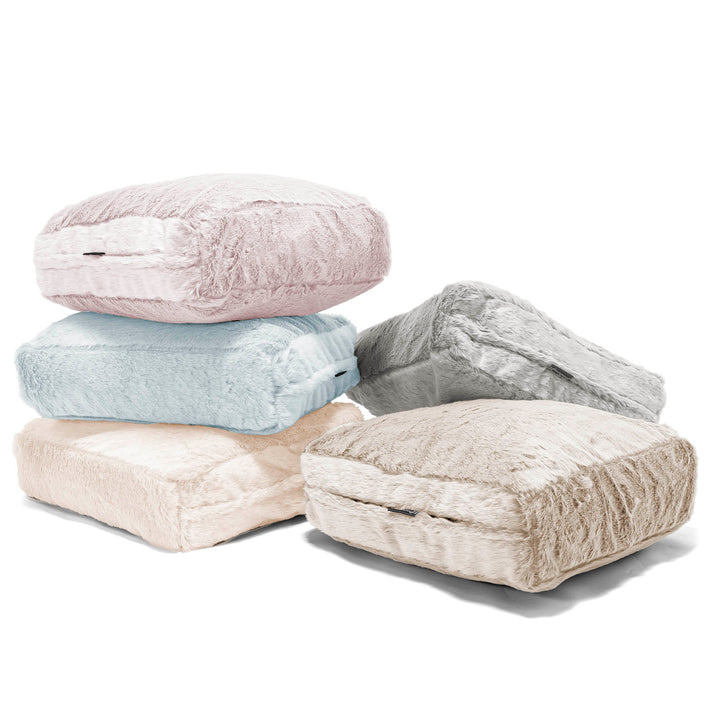 Grand Coussin de Sol - Fausse Fourrure Lapin Brun Doré 04