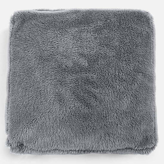 Grand Coussin de Sol - Fausse Fourrure Nounours Gris Foncé 02