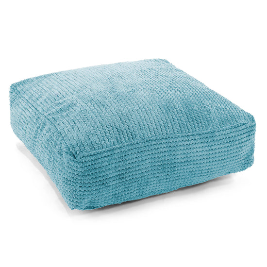 Grand Coussin de Sol - Velours Côtelé Gaufré Mer Égée 01
