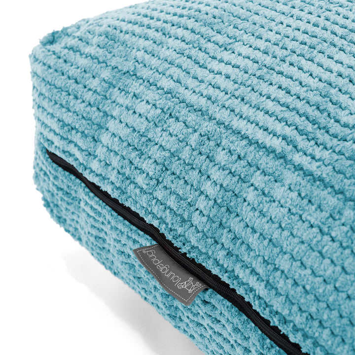 Grand Coussin de Sol - Velours Côtelé Gaufré Mer Égée 02