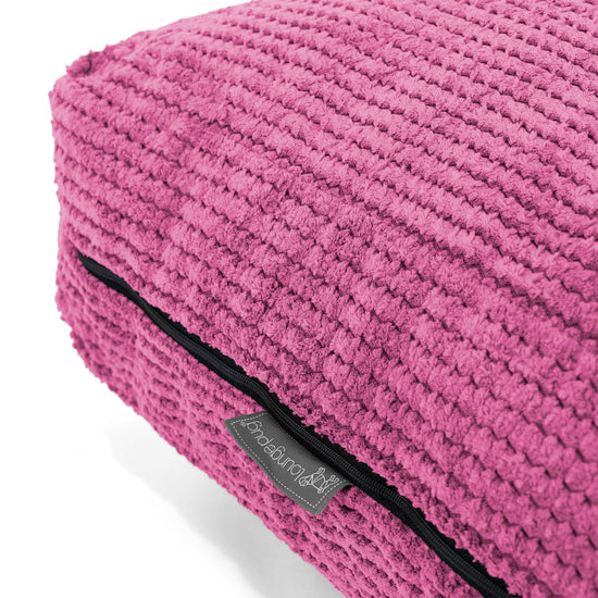 Grand Coussin de Sol - Velours Côtelé Gaufré Rose 02