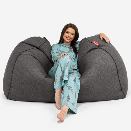 Pouf Fauteuil Design - Côtelé Gris Acier 3755