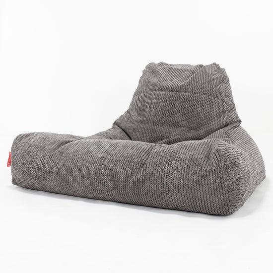 Gros Pouf Fauteuil Relax - Velours Côtelé Gaufré Anthracite 01