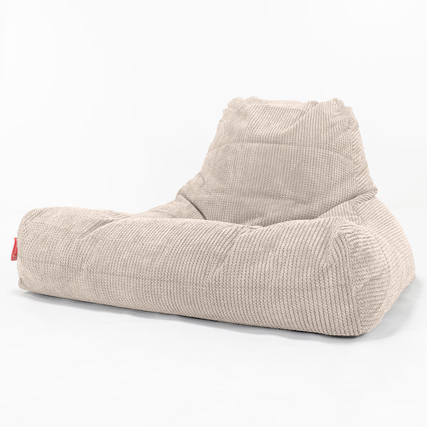 Gros Pouf Fauteuil Relax - Velours Côtelé Gaufré Crème 01