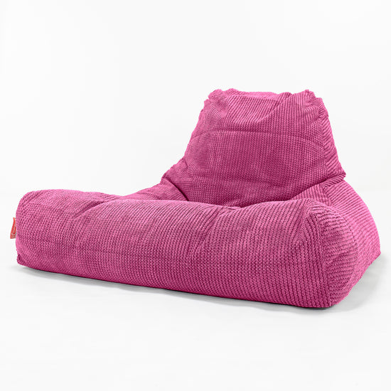 Gros Pouf Fauteuil Relax - Velours Côtelé Gaufré Rose 01