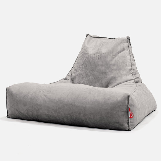 Gros Pouf Fauteuil Relax - Velours Argent 01