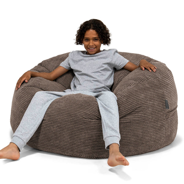Pouf Ultra Confort pour Enfants 6-14 ans - Velours Côtelé Gaufré Chocolat 01