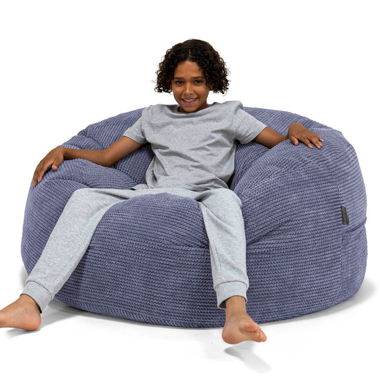Pouf Ultra Confort pour Enfants 6-14 ans - Velours Côtelé Gaufré Violet 01