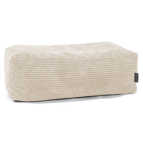 Gros Pouf Repose Pied - Velours Côtelé Gaufré Crème 01
