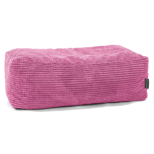Gros Pouf Repose Pied - Velours Côtelé Gaufré Rose 01