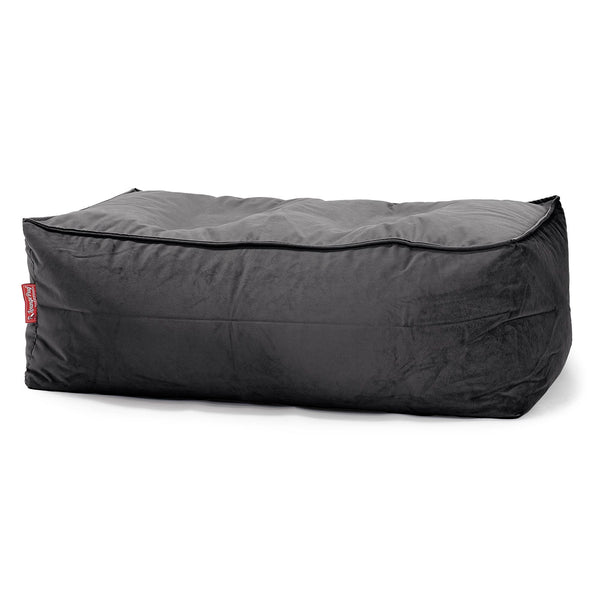 Gros Pouf Repose Pied - Velours Anthracite 01