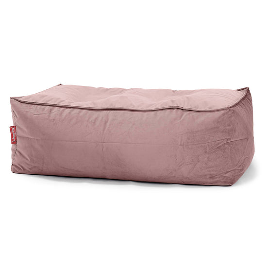 Gros Pouf Repose Pied - Velours Rose 01
