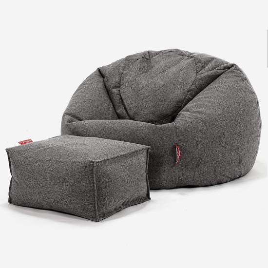 Pouf Poire Classique - Interalli Laine Gris 02
