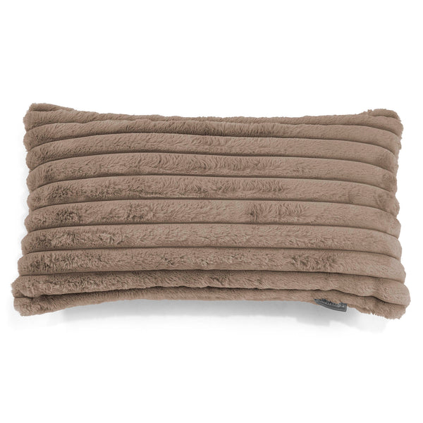Housse de Coussin Rectangulaire Géant 40 x 80cm - Velours Côtelé Ultra Pelucheux Vison 01