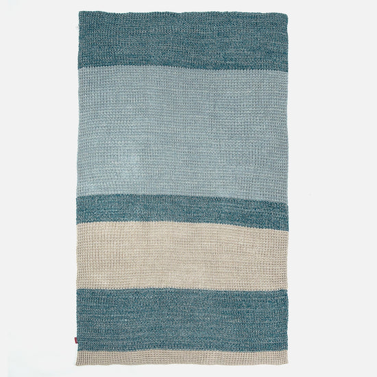 Couverture / Plaid - 100% Coton Chester Bleu 03