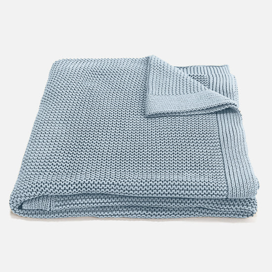 Couverture / Plaid - 100% Coton Ellos Bleu Brumeux 01