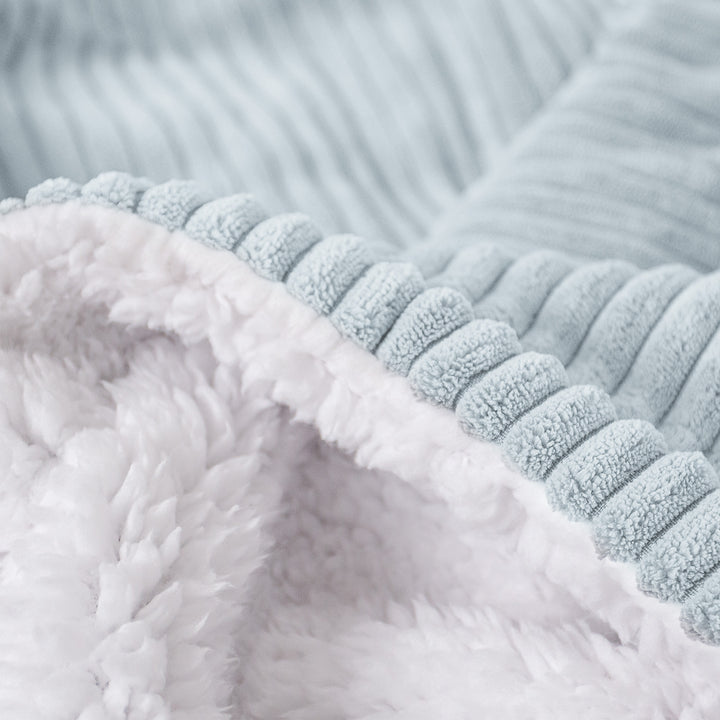 Plaid / Couverture Sherpa - Côtelé Bébé Bleu 04