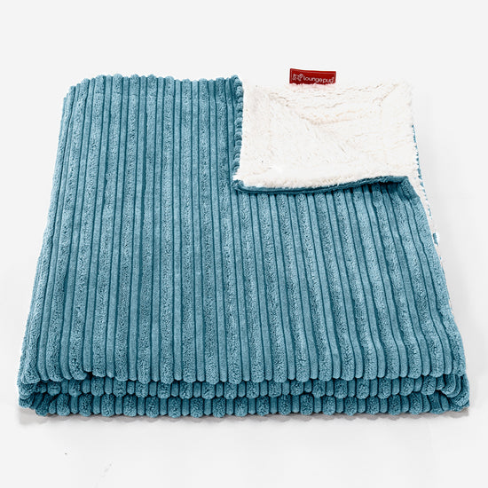 Plaid / Couverture Sherpa - Côtelé Mer égée 01