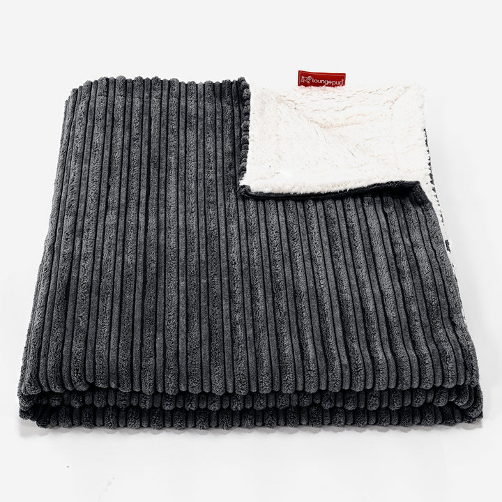 Plaid / Couverture Sherpa - Côtelé Noir 01