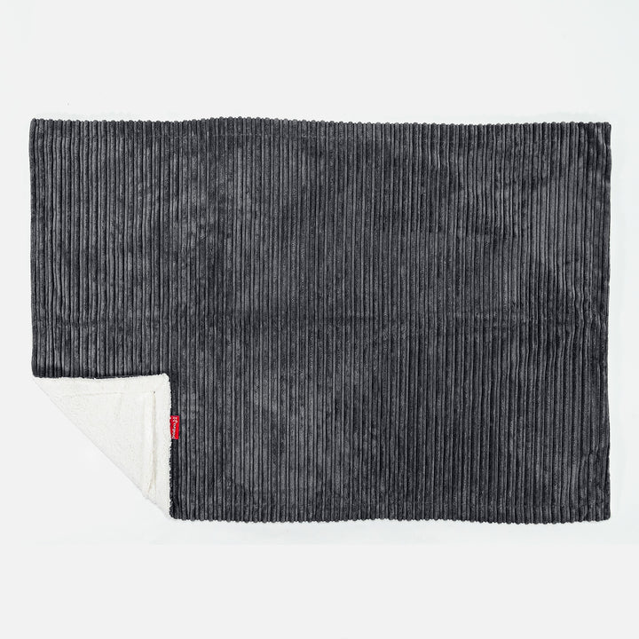Plaid / Couverture Sherpa - Côtelé Noir 03