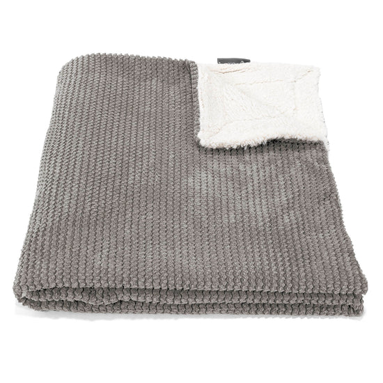 Plaid / Couverture Sherpa - Velours Côtelé Gaufré Anthracite 01