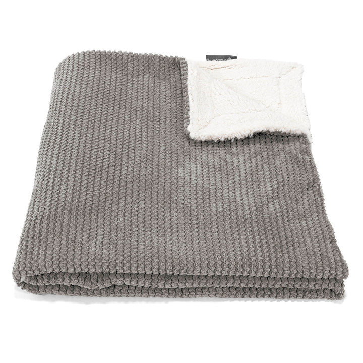 Plaid / Couverture Sherpa - Velours Côtelé Gaufré Anthracite 01