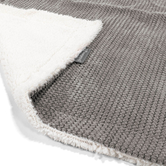 Plaid / Couverture Sherpa - Velours Côtelé Gaufré Anthracite 02