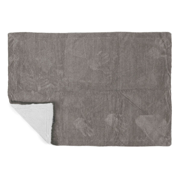 Plaid / Couverture Sherpa - Velours Côtelé Gaufré Anthracite 02