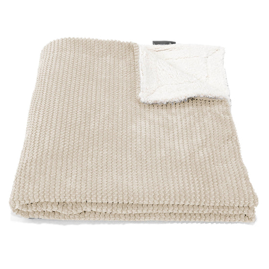 Plaid / Couverture Sherpa - Velours Côtelé Gaufré Crème 01