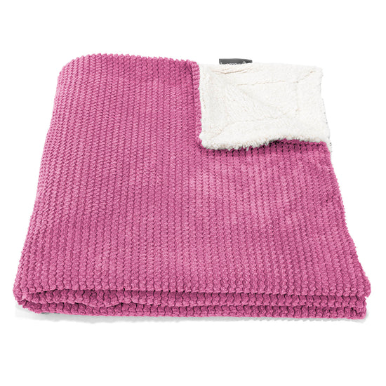 Plaid / Couverture Sherpa - Velours Côtelé Gaufré Rose 01