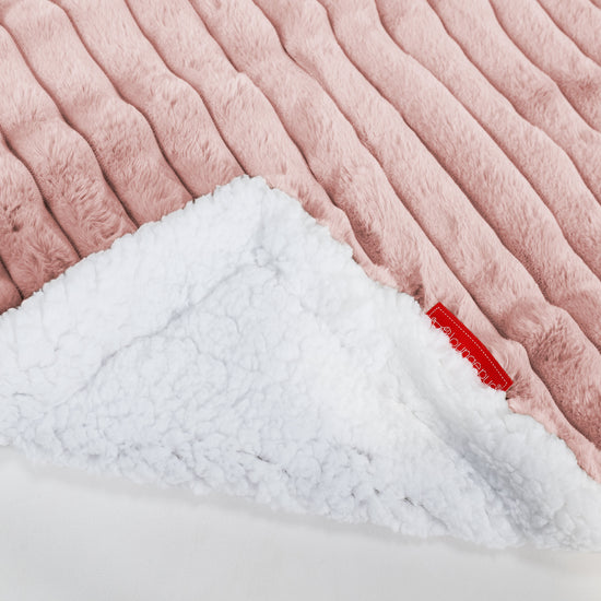 Plaid / Couverture Sherpa - Velours Côtelé Ultra Pelucheux Rose Pastel 02