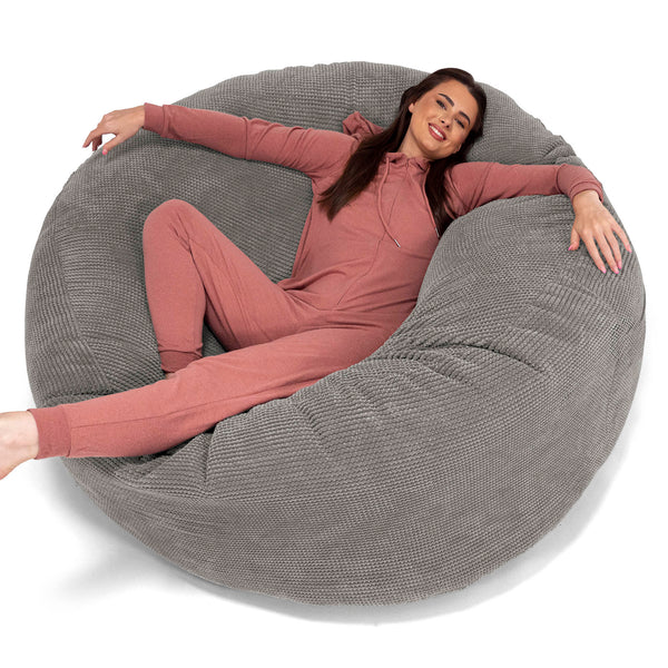 Canapé Pouf Géant Grande Mammouth - Velours Côtelé Gaufré Anthracite 01