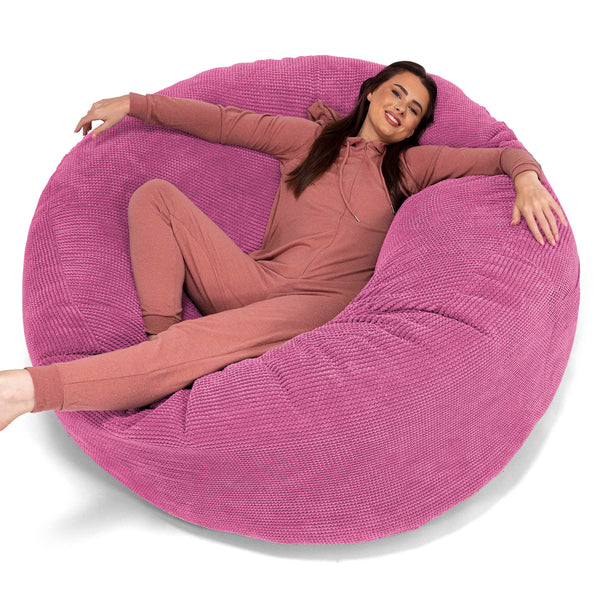 Canapé Pouf Géant Grande Mammouth - Velours Côtelé Gaufré Rose 01