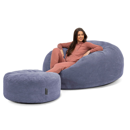 Canapé Pouf Géant Grande Mammouth - Velours Côtelé Gaufré Violet 02