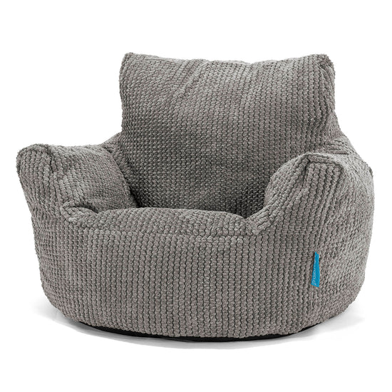 Fauteuil Pouf Bambin 1-3 ans - Velours Côtelé Gaufré Anthracite 01