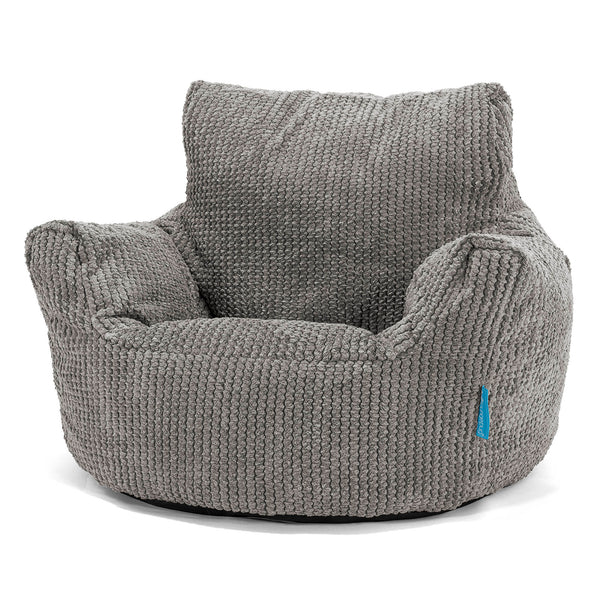 Fauteuil Pouf Bambin 1-3 ans - Velours Côtelé Gaufré Anthracite 01