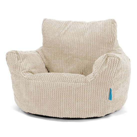 Fauteuil Pouf Bambin 1-3 ans - Velours Côtelé Gaufré Crème 01