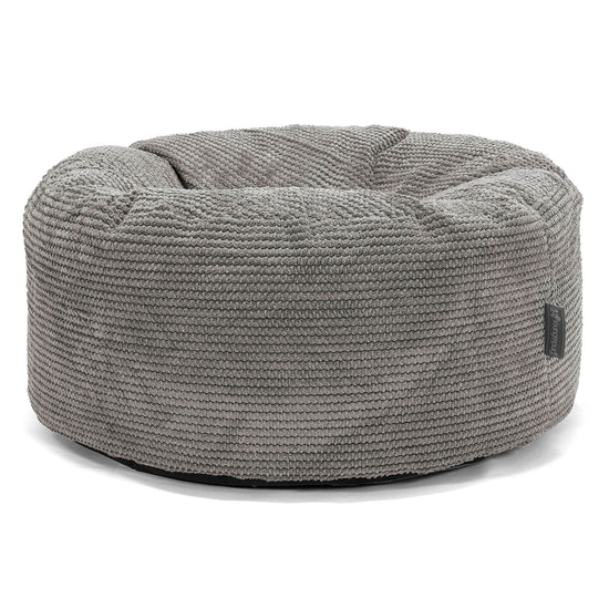 Pouf Design Rond - Velours Côtelé Gaufré Anthracite 01