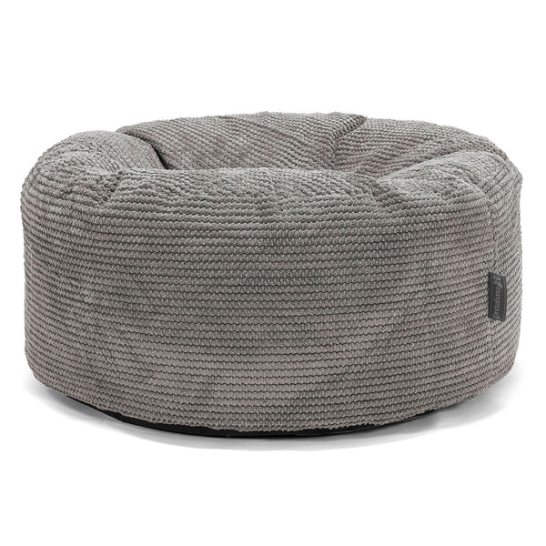 Pouf Design Rond - Velours Côtelé Gaufré Anthracite 01