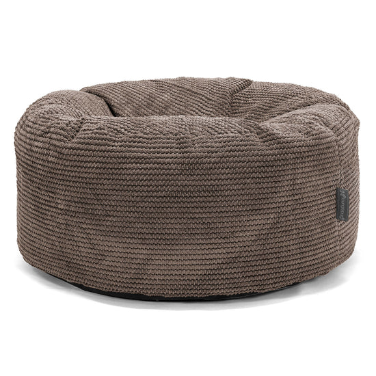 Pouf Design Rond - Velours Côtelé Gaufré Chocolat 01