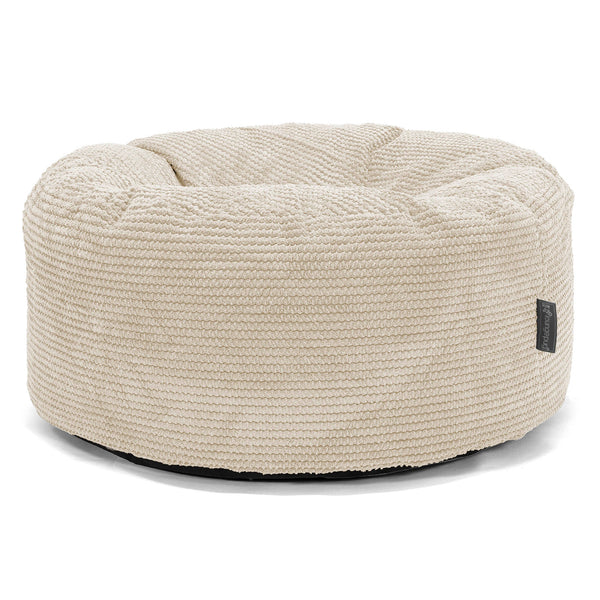 Pouf Design Rond - Velours Côtelé Gaufré Crème 01