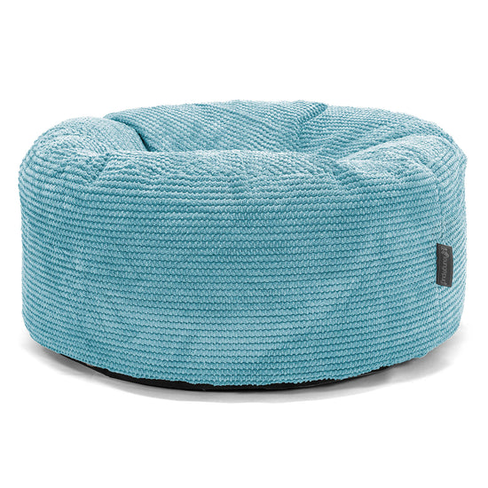 Pouf Design Rond - Velours Côtelé Gaufré Mer Égée 01