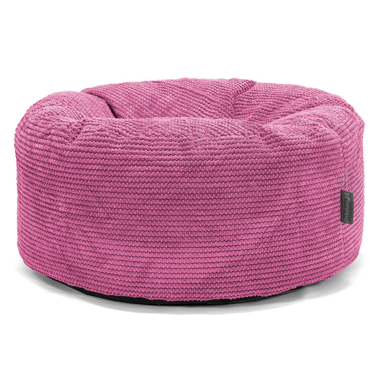 Pouf Design Rond - Velours Côtelé Gaufré Rose 01