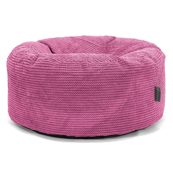 Pouf Design Rond - Velours Côtelé Gaufré Rose 01