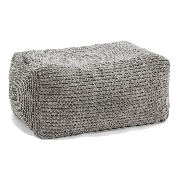 Pouf Repose Pied - Velours Côtelé Gaufré Anthracite 01