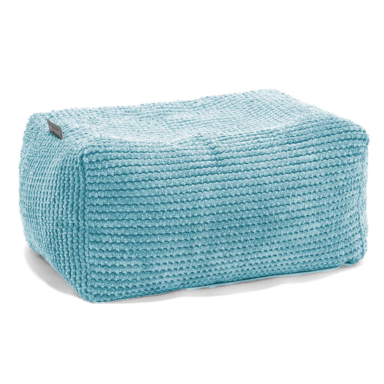 Pouf Repose Pied - Velours Côtelé Gaufré Mer Égée 01