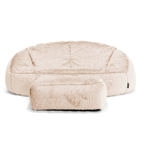 Pouf Canapé Bubble - Fausse Fourrure Lapin Blanc 01