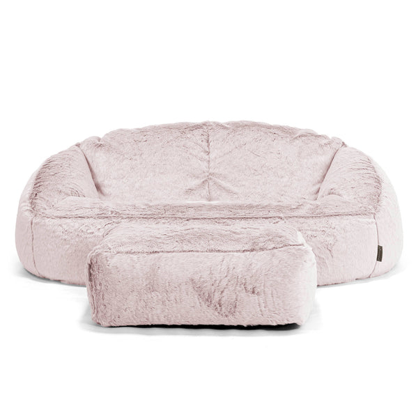 Pouf Canapé Bubble - Fausse Fourrure Lapin Rose Pastel 01