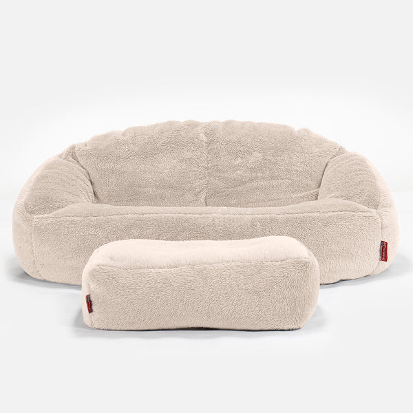 Pouf Canapé Bubble - Fausse Fourrure Nounours Crème 01