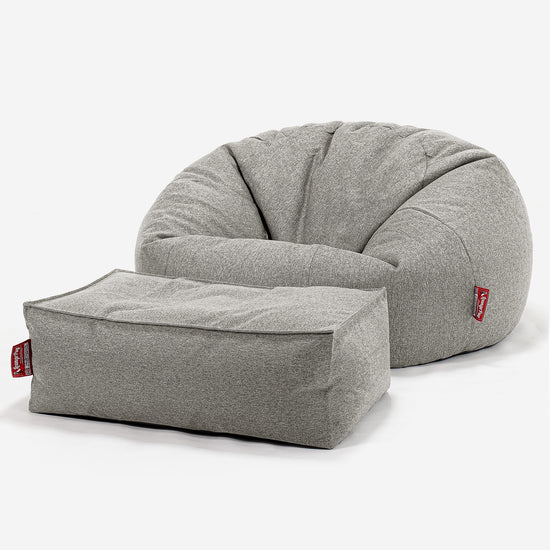 Pouf Canapé Classique - Interalli Laine Argent 02